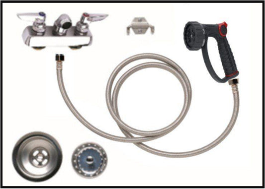 PetLift Faucet Package - 4" Centers Faucet, Hose, Sprayer, Drain & Strainer
